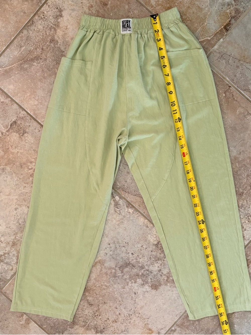 Stay Real Barrod 1980 Green Vintage Pants Elastic Label Women’s 6 Pull On Barrel - Picture 7 of 8